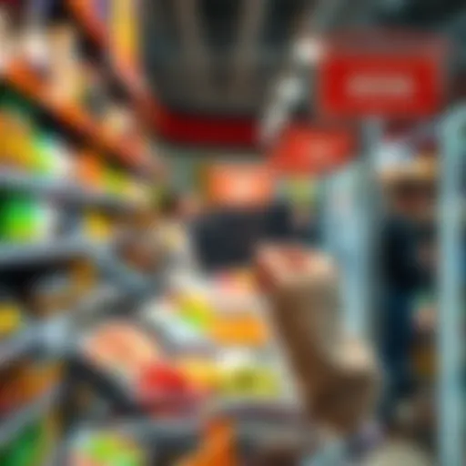 A shopper holding a Cardano ADA card at a grocery store checkout