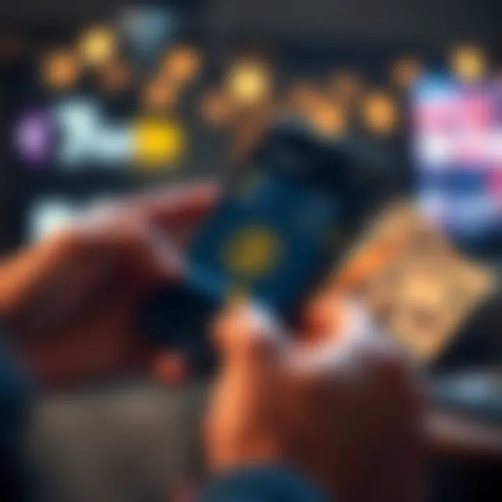 A person holds a smartphone displaying a cryptocurrency wallet while counting cash bills, representing the choice between crypto and traditional payments.