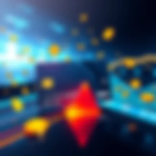 A graphic showing a bank card merging with cryptocurrency symbols, illustrating card-to-crypto payment solutions.