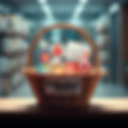 A graphic showing a basket labeled 'Q Basket Theory' filled with various paywall icons and digital content symbols, illustrating the relationship between paywalls and digital theories.