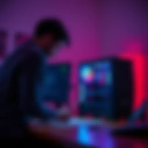 A person measuring space for a new PC build with the Lian Li Lancool 3 case on a desk