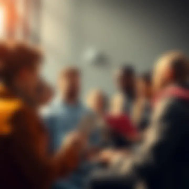 A group of diverse people engaged in a lively conversation about their beliefs and ideas
