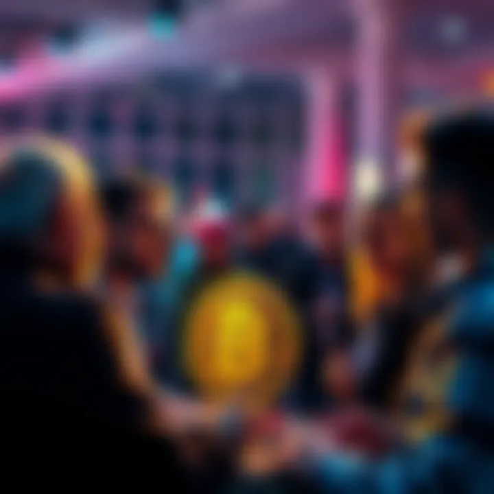 A group of people talking about Bitcoin's attributes at a cryptocurrency meetup in 2026