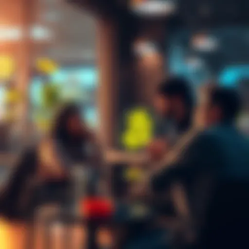 Group of people talking about Bitcoin in a coffee shop, focusing on future savings and financial strategies