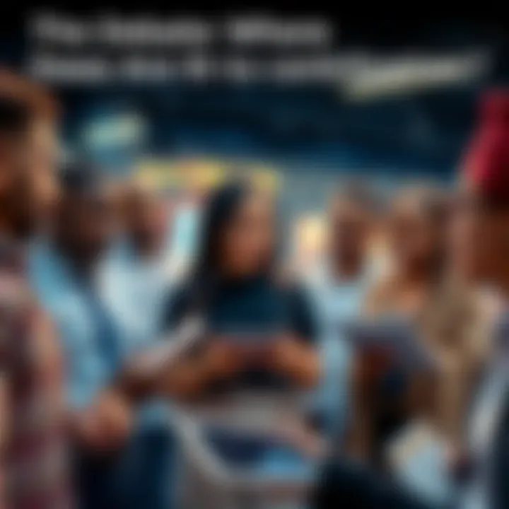 A group of diverse people engaging in a discussion about decentralization, some holding tablets and others taking notes.