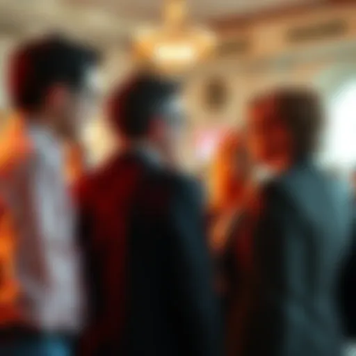 Group of people engaged in conversation about upcoming Senate bill