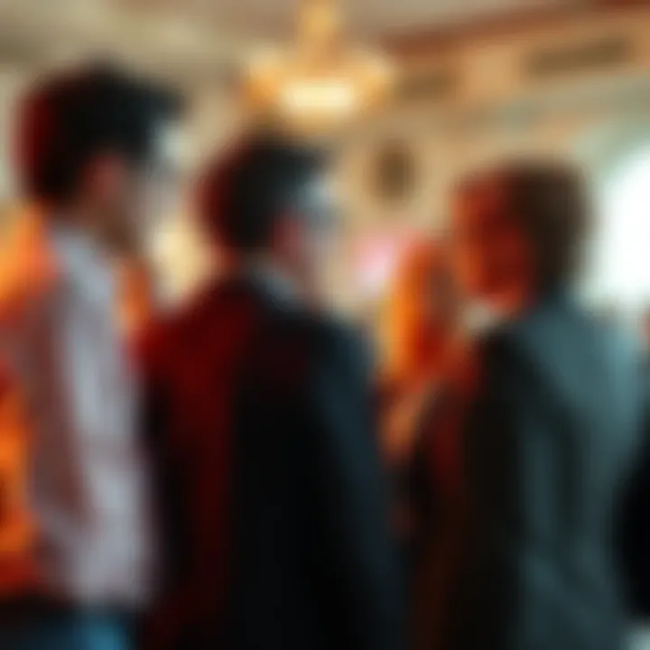 Group of people engaged in conversation about upcoming Senate bill