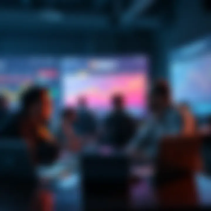 A group of people analyzing market trends on BitMart, discussing potential gains from Prediction Markets, with laptops and charts in front of them.