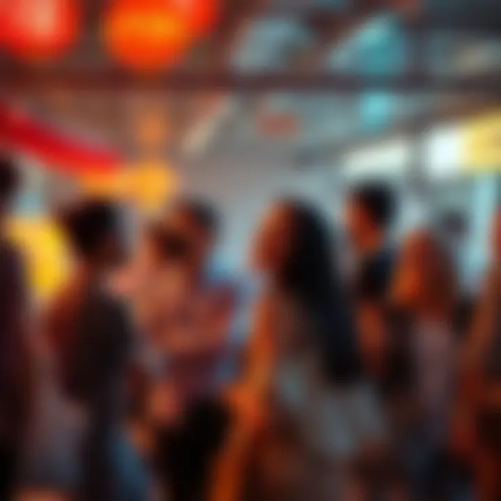 A diverse group of people interacting in a lively setting, demonstrating the impact of Less Gao on social dynamics