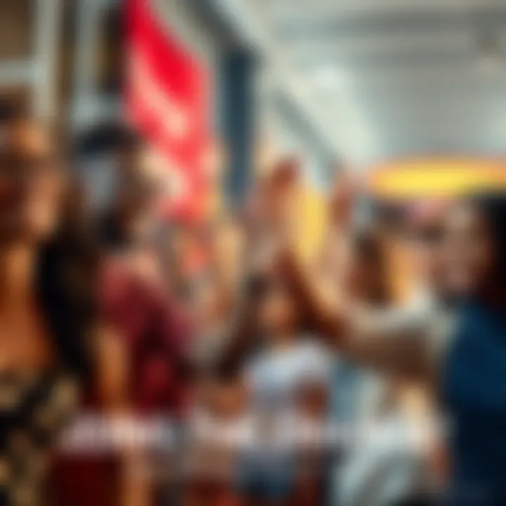 People joining a movement for change A diverse group of people holding hands and smiling, symbolizing unity and teamwork in a movement for positive change.