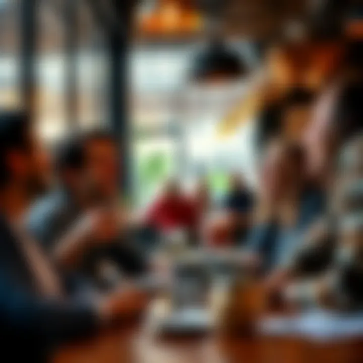 A group of friends sharing a funny moment while enjoying coffee at a café.