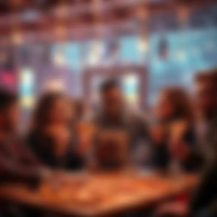 A group of people discussing fun ideas for 10,000 BTC on social media, celebrating Pizza Day with pizza slices and laughter