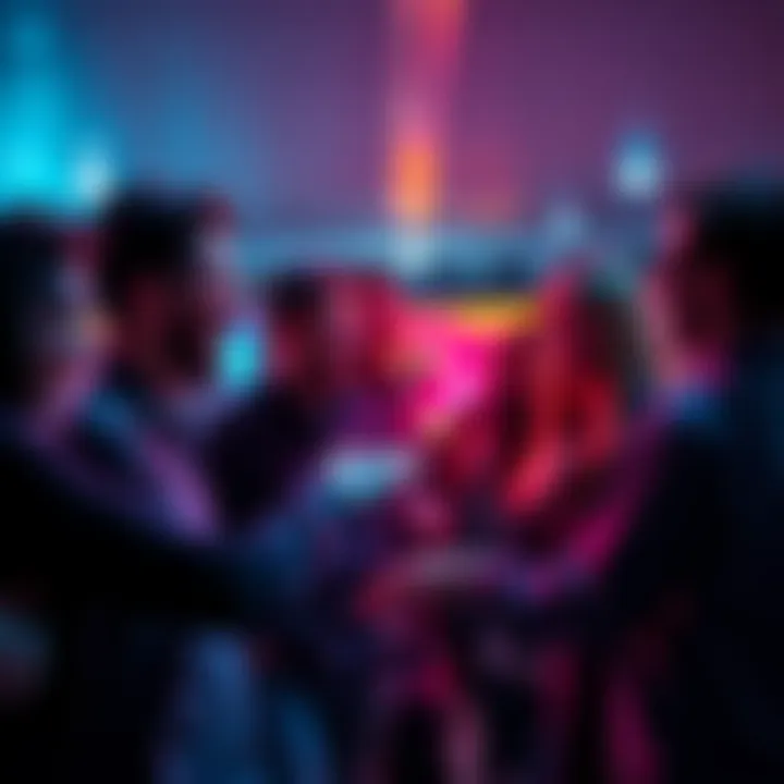 A group of individuals excitedly discussing their favorite Handshake domain names.