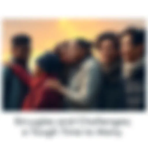 A group of people supporting each other during tough times, showing resilience and hope.