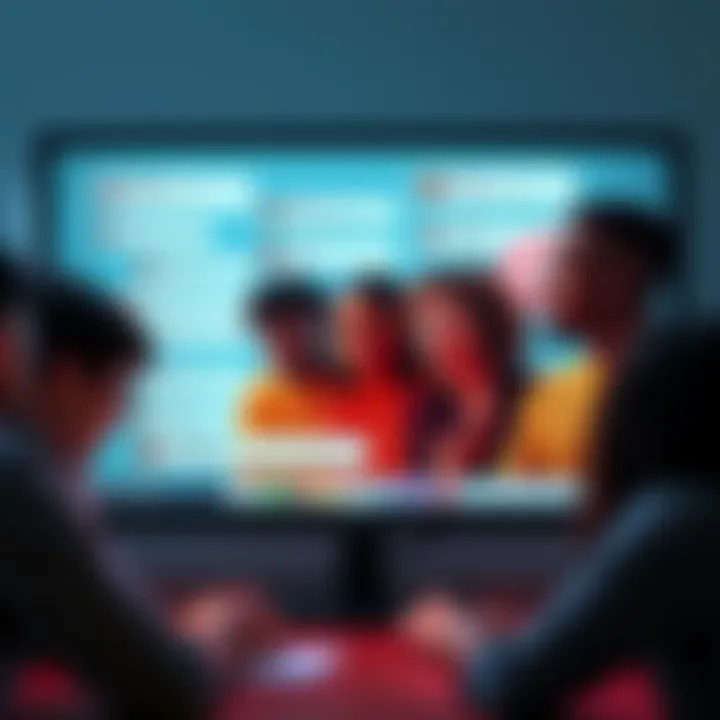 People Voicing Concerns Online A group of diverse people expressing fear and negativity in online comments on a computer screen, contrasting with a few positive messages in the chat.