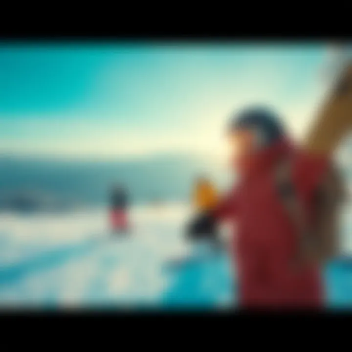 People Enjoying Winter Activities A group of people skiing and snowboarding in a snowy landscape, showcasing joy in winter sports.
