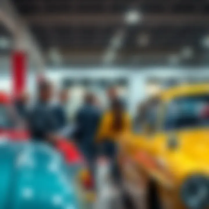 Group of individuals looking at classic cars for sale at CollectibleClassics