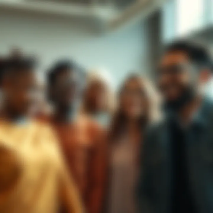 A diverse group of people enjoying a moment of laughter, showcasing the joy of connection during tough times.