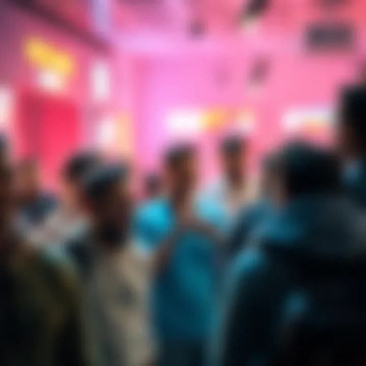 A crowd discussing the recent 69420 incident with mixed emotions