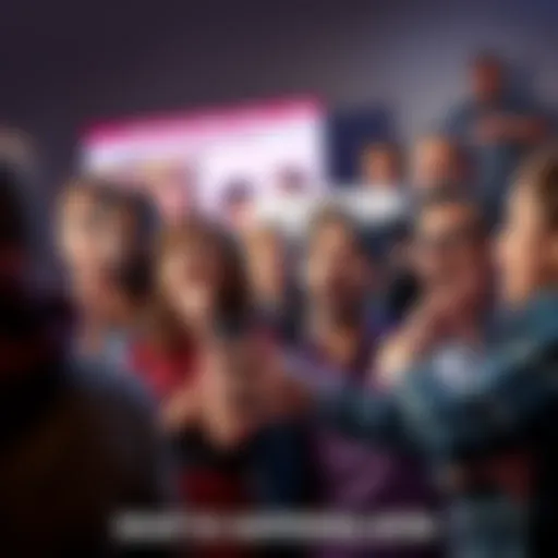 A group of people discussing current events with expressions of surprise and curiosity