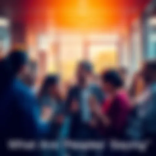 A group of diverse individuals discussing and sharing their thoughts on various topics in a lively setting.