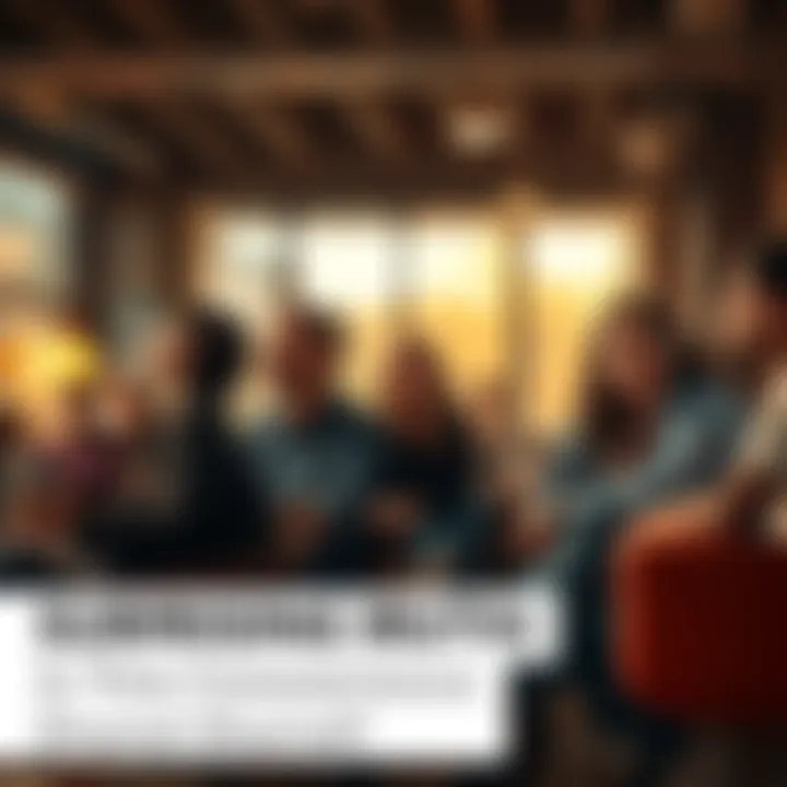 A diverse group of people sitting together, discussing their feelings and experiences in a warm, inviting atmosphere.