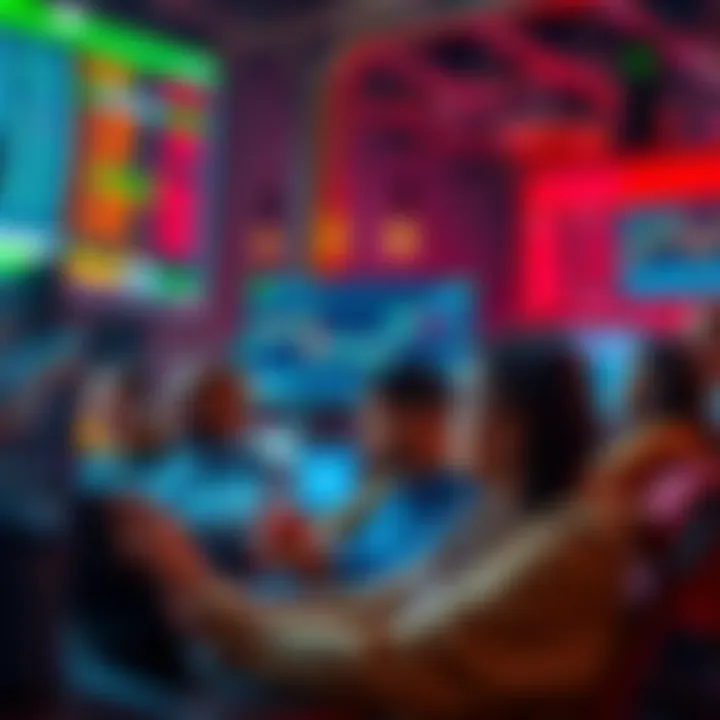 A group of diverse individuals engaged in online trading using the XStocks platform, showing charts and graphs on their screens.