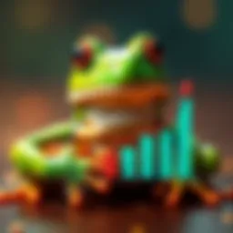 Pepe the Frog with a chart showing rising performance compared to CRO logo