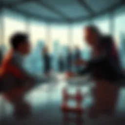 Two business leaders from Pepesan and Algostaff discussing strategies in a conference room