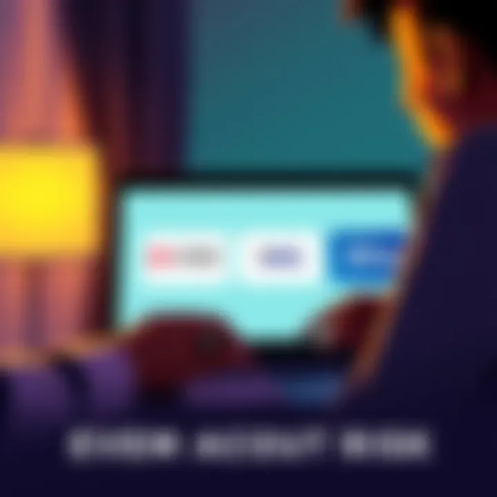 A worried person looking at a laptop with documents and bank logo options for HSBC and Wise on the screen