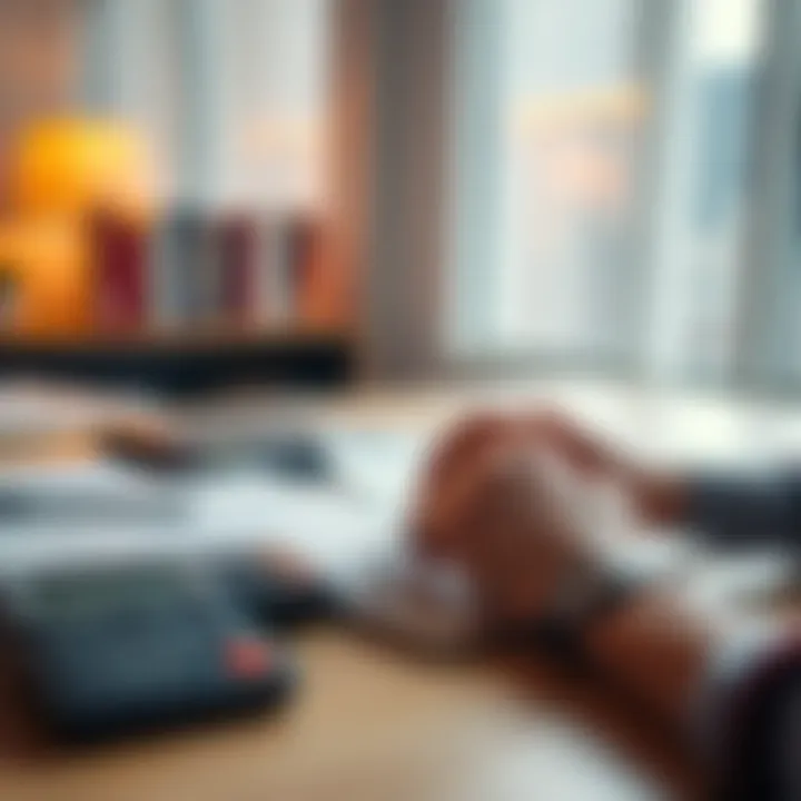 Person calculating annual income A person at a desk with a calculator and papers estimating their annual income