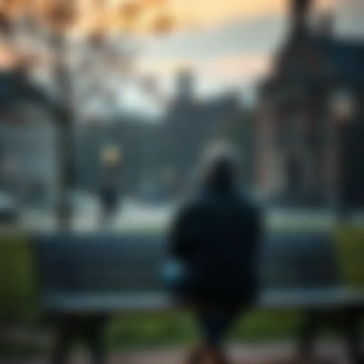 Person deep in thought Individual sitting on a park bench in Poland, reflecting on financial independence and personal therapy, looking contemplative.