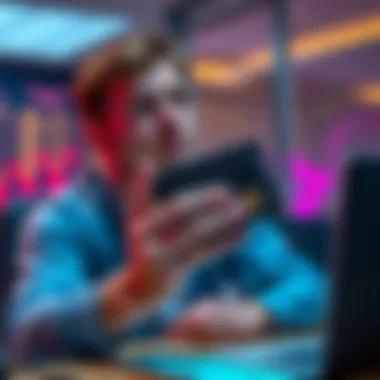 A person sitting at a desk, holding a hardware wallet and looking thoughtful about cryptocurrency management.