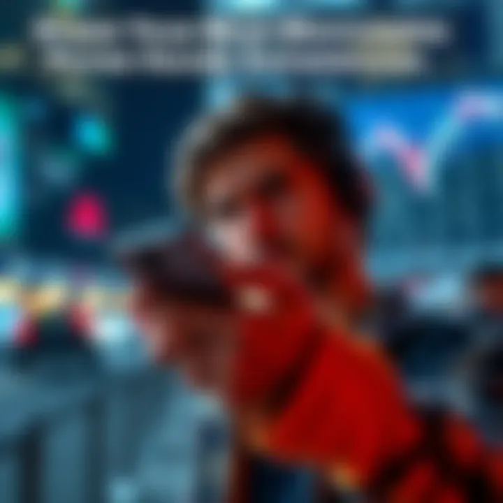 Person holding a phone with stock market graphs Individual looking at stock market data on a smartphone, feeling regret after selling investments early