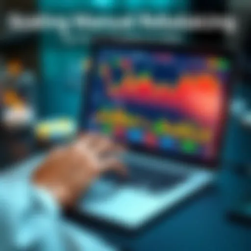 A person analyzing financial graphs on a laptop, representing manual rebalancing strategies.