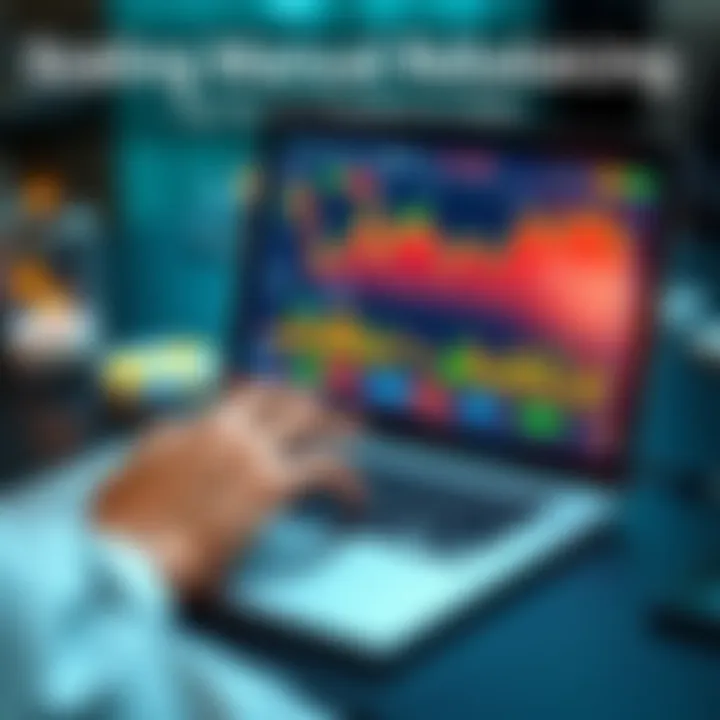 A person analyzing financial graphs on a laptop, representing manual rebalancing strategies.