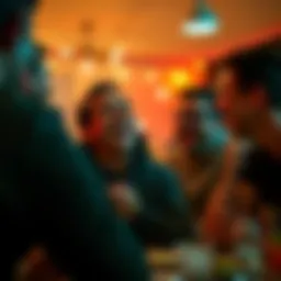 A person laughing with friends during a light-hearted gathering, emphasizing the joy of shared humor and connection.