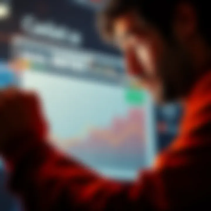 A person looking at a chart with a surprised expression, analyzing a forecast that is below expectations