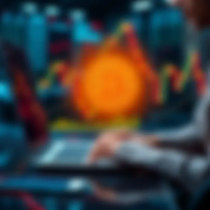 Individual using a laptop to sell Bitcoin on an exchange platform