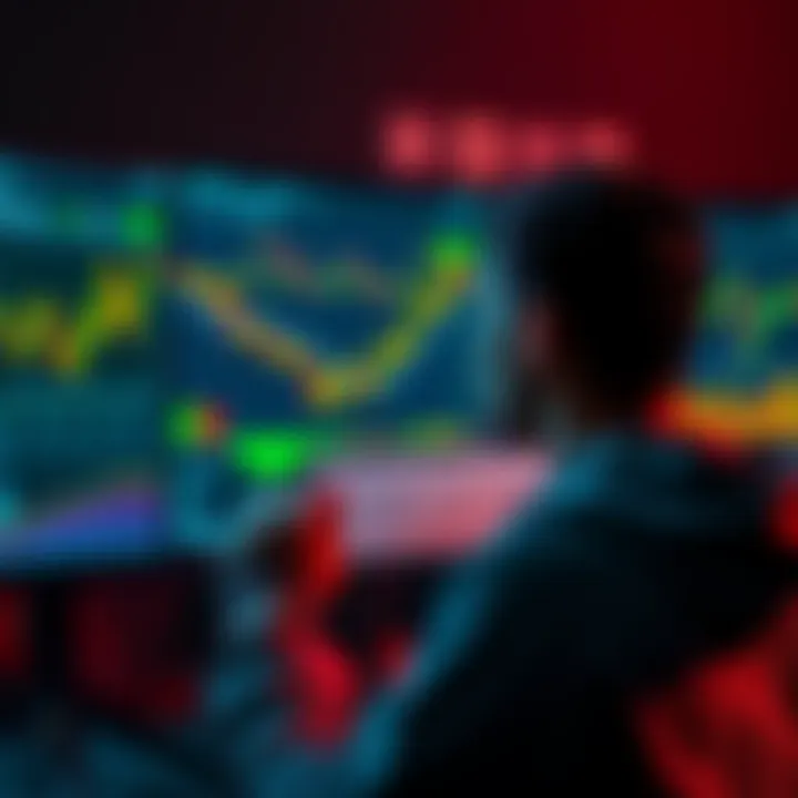 Person buying cryptocurrency A person looking at a screen filled with cryptocurrency charts while holding a bonus check, contemplating buying more bitcoin.