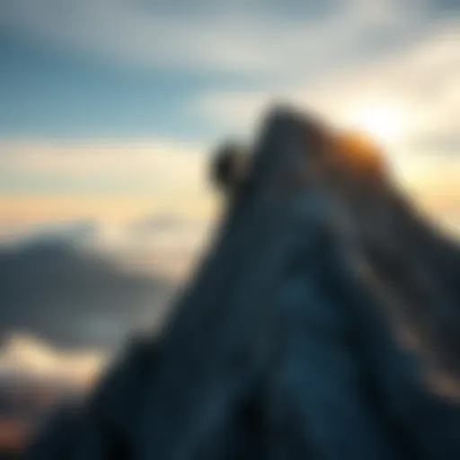 A person climbing a steep mountain, symbolizing overcoming challenges and resilience.