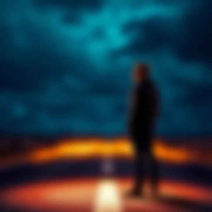 A person looking thoughtful at a fork in the road, representing choices in life and self-discovery.