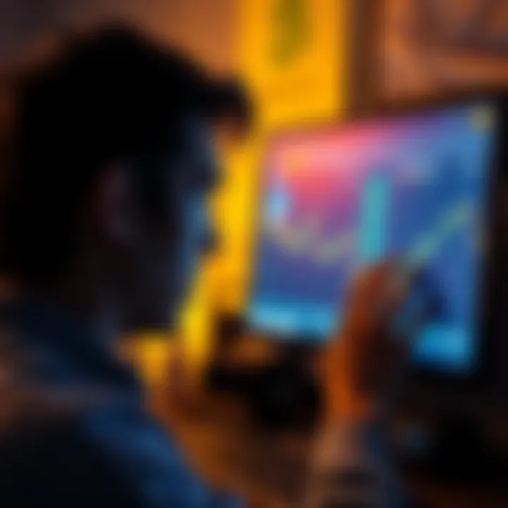 A worried person staring at a computer screen displaying cryptocurrency values, showing a significant loss in their wallet after buying Baki coin.