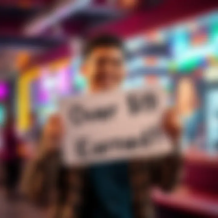 Person celebrating earning milestone Individual with a big smile holding a sign that says 'Over $19 Earned!', celebrating their monthly achievement
