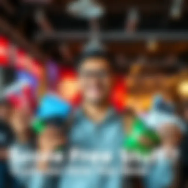 A person smiling while holding various free items they received from promotions and giveaways