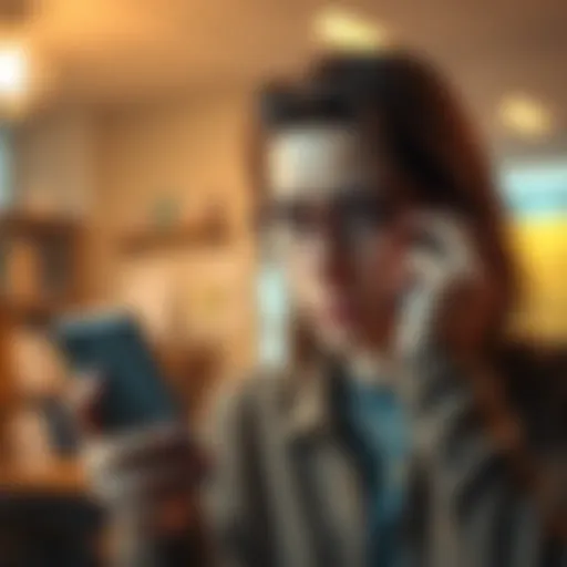 A person looking anxious while holding a phone, showing concern after realizing they may have been scammed.