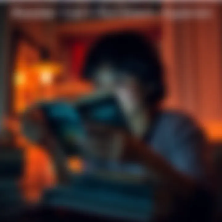 A person reading Hyperion A person is deeply engrossed in reading the novel Hyperion, surrounded by cozy lighting and a stack of books