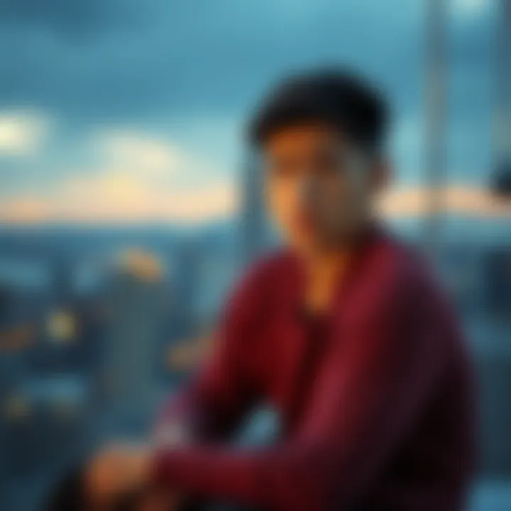 Person looking regretful after making a poor decision A person sitting alone with a worried expression, reflecting on choices made based on bad advice, with a blurred background of a cityscape