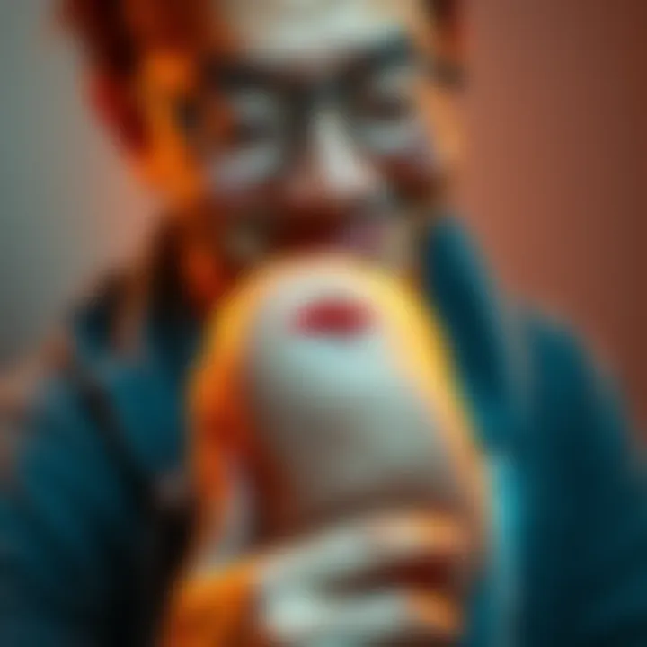 A person showing a small cut on their arm with a humorous expression, suggesting resilience and lightheartedness.