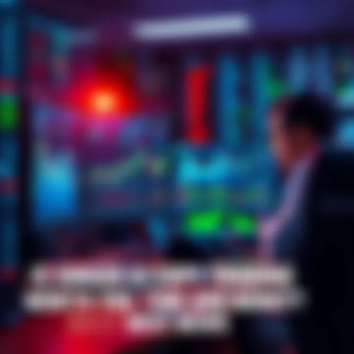 A person sits at a computer, analyzing a trading platform with charts and graphs, considering copy trading with GMGN Ai.